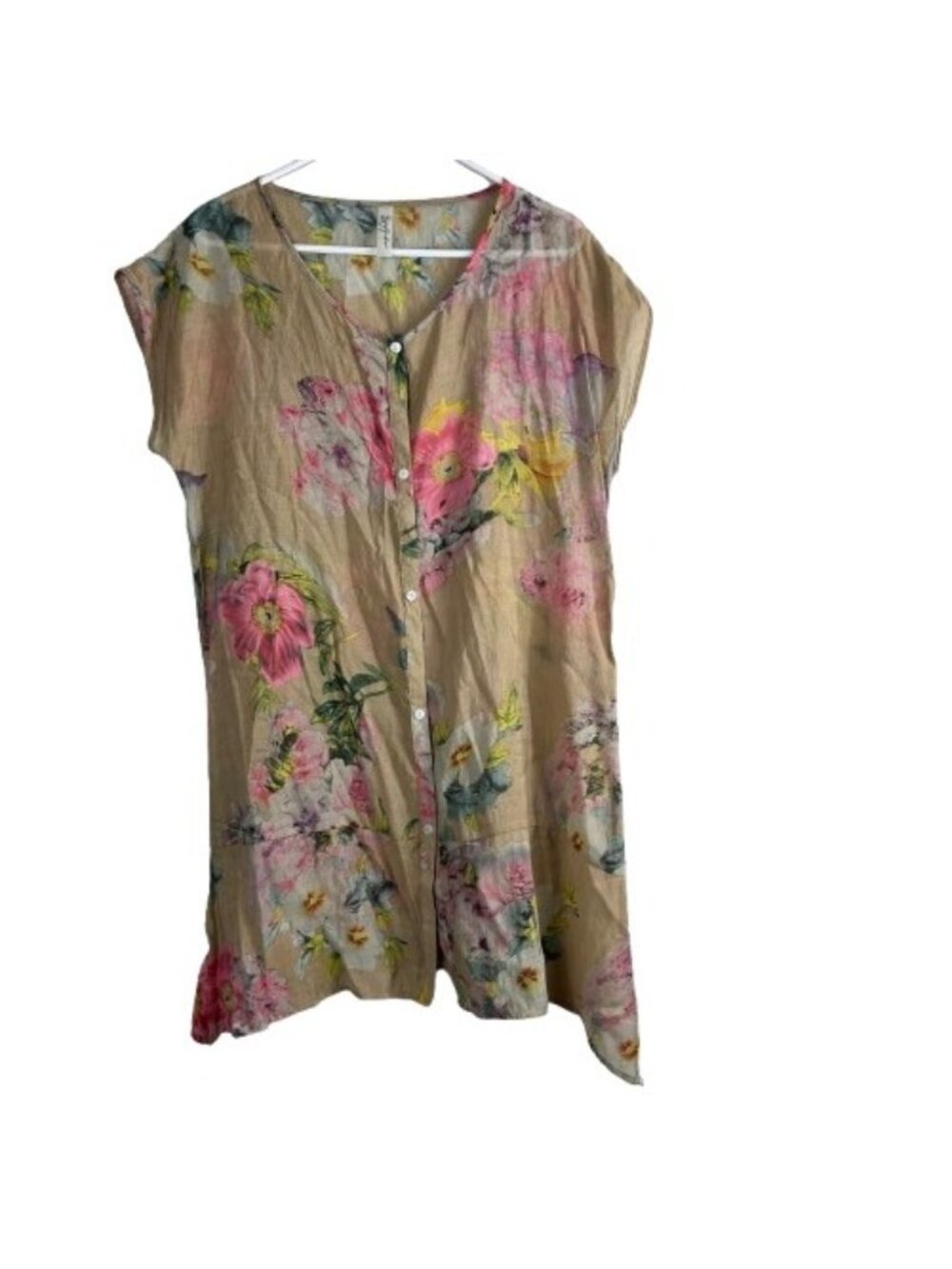 Gypsy Junkies Semi Sheer Floral Shift Dress  Sz M/L Boho Chic